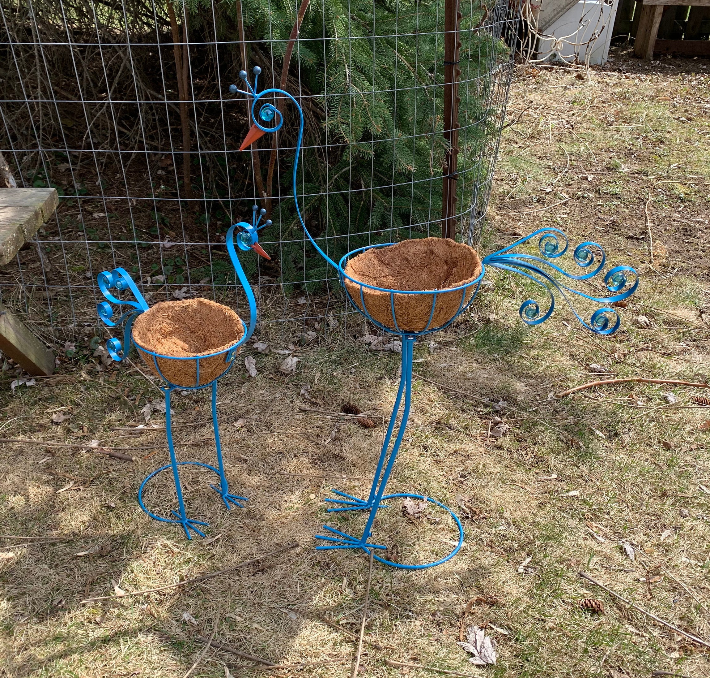 Animal Shaped Planter Peacock Tall Metal Bird Planter Large Etsy