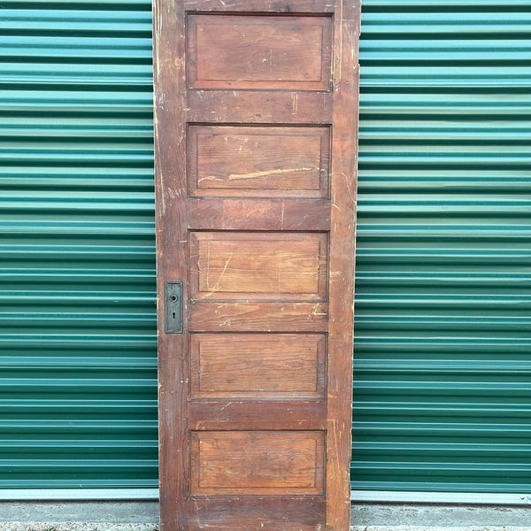 Antique Five Panel Door, Reclaimed, Architectural Salvage, 27 1/4 x 77 1/2" EN72-LH