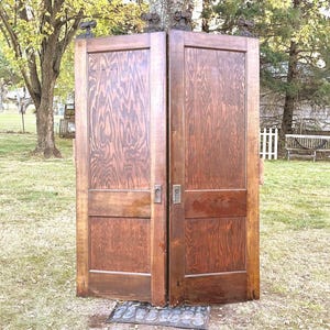 Antique Oak Sliding Pocket Doors: Reclaimed Double Interior Doors (60&quot; x 84&quot;)
