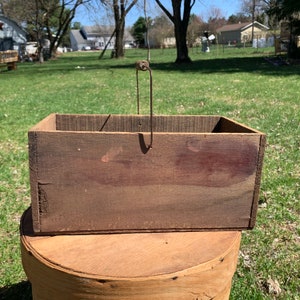 Rustic Wood Crate Primitive Wood Basket Bail Handle