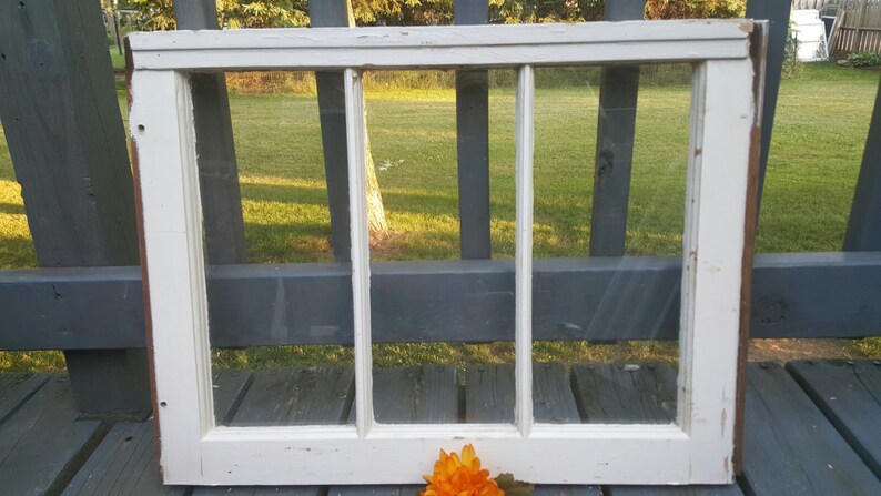 Vintage Wood Window Frame Three Pane Antique Image 0