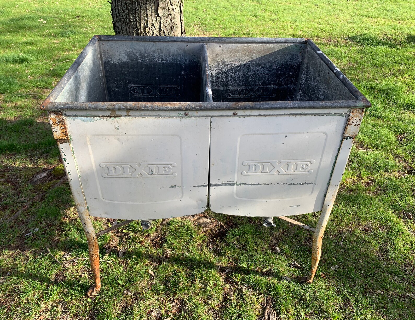 Antique Dixie Metal Double Wash Tub Basin Laundry Kitchen Etsy
