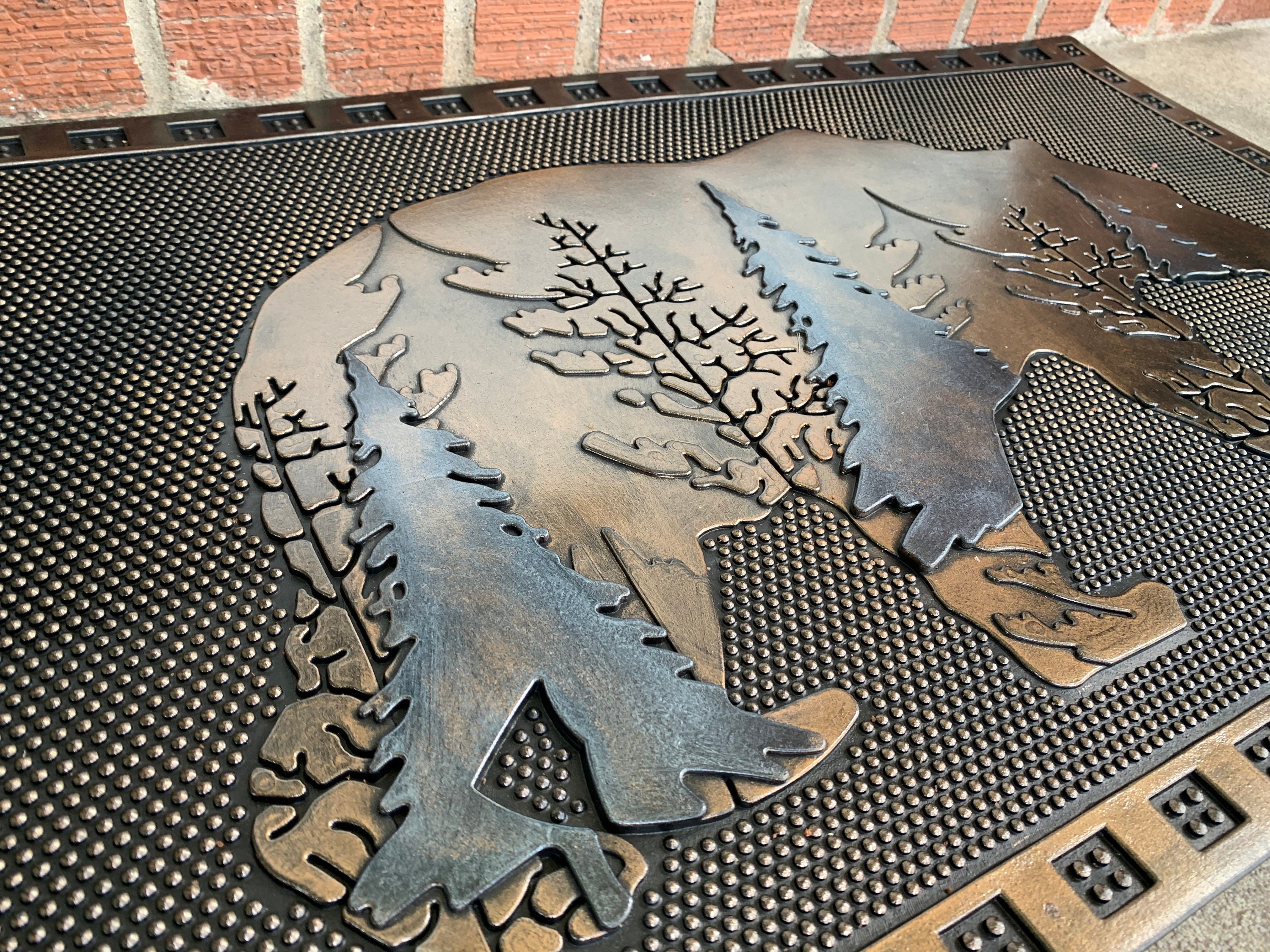 Wildlife Bear Rubber Doormat Front Door Mat Rustic Etsy