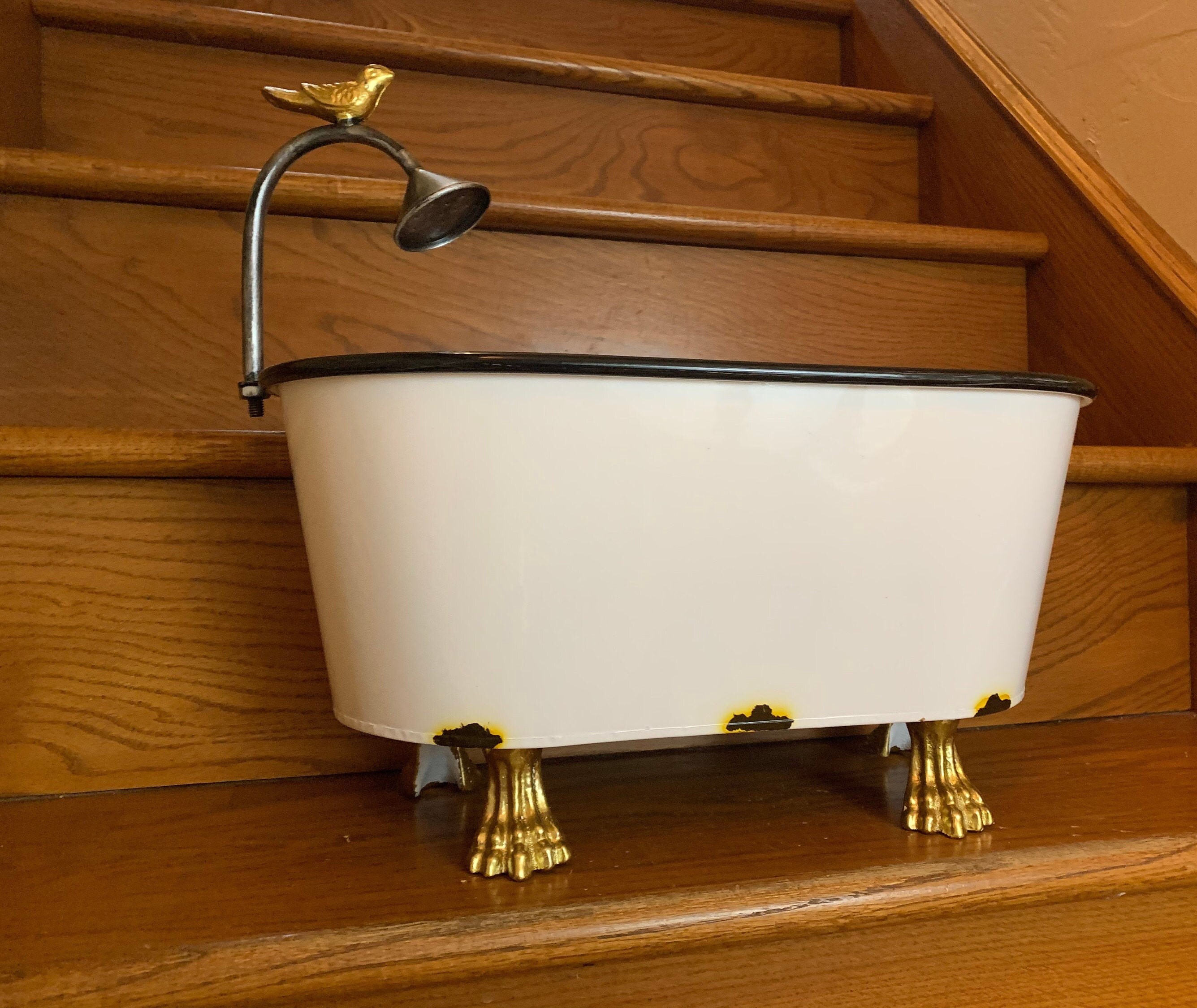 Vintage Inspired Metal Tub Planter Porcelain Bathtub Etsy