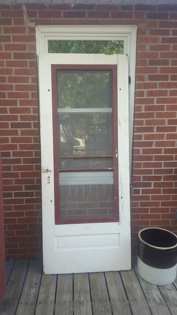 Antique Wood Exterior Storm Screen Door Architectural Etsy