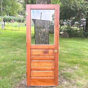 Antique Wood Half Lite Glass Entry Door, Reclaimed, Renovation Architectural Salvage 32&quot; x 79&quot; x 1 3/4&quot; ERR88-LH