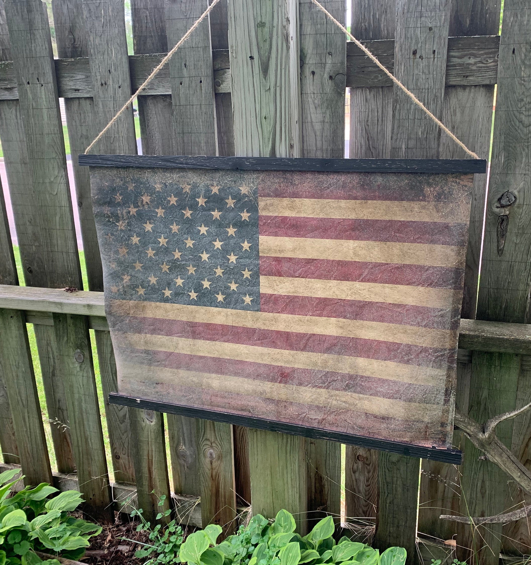 Distressed American Flag Wall Decor Americana Primitive Etsy UK
