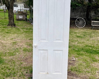 Antique Farmhouse Wood Four Raised Panel Interior Door, Renovation, Reclaimed, Architectural Salvage 30" x 78" EP29