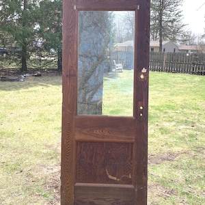 Antique Entry Door with Glass,  Reclaimed Farmhouse Door, Architectural Salvage, Pantry or Laundry Glass Door, Renovation 32&quot; X 80&quot; DL20