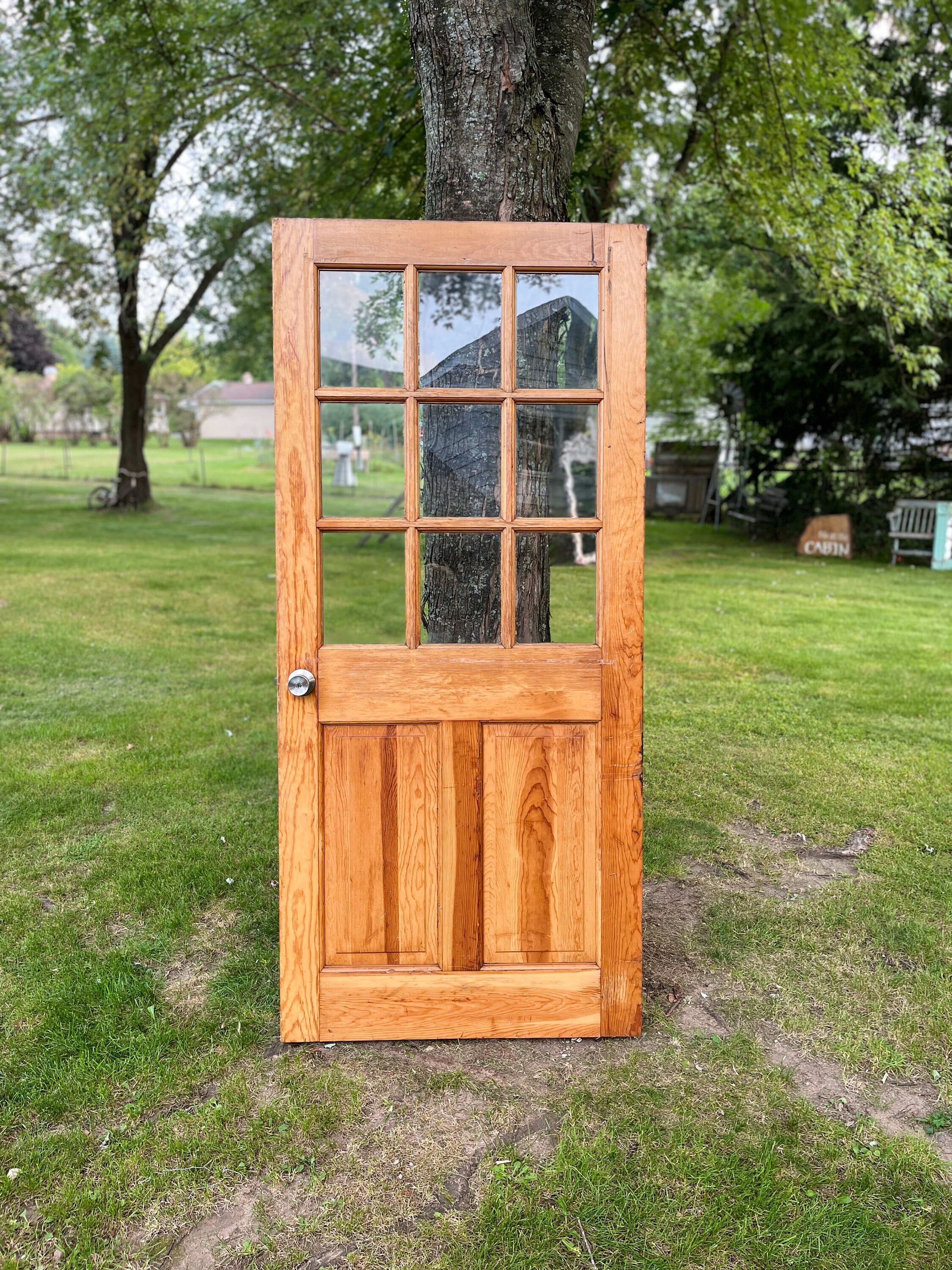Rustic Wood Entry Door Reclaimed Glass Lite Door Rustic Etsy
