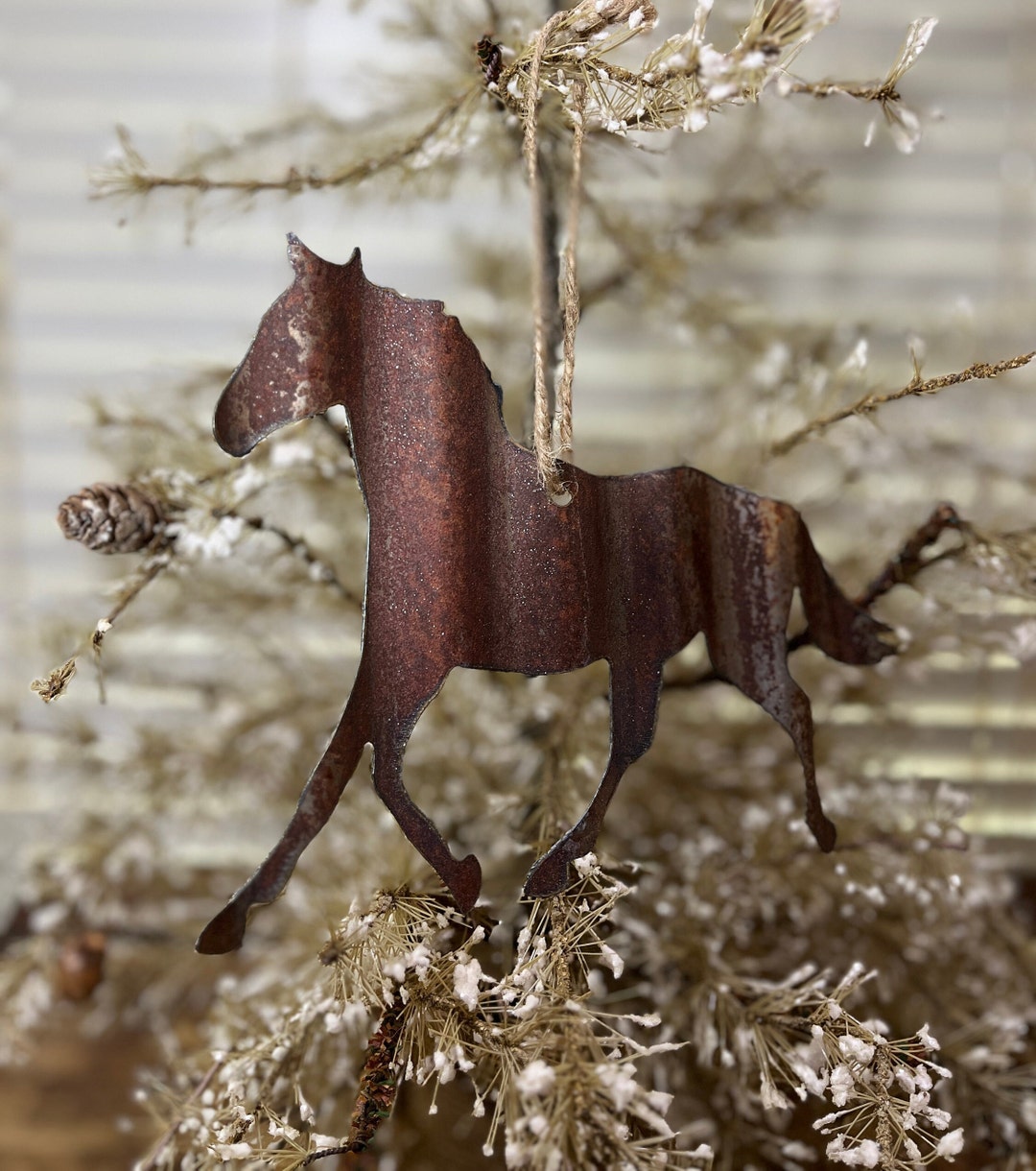 Rustic Rusty Metal Horse Ornament Cut Out Shaped Farmhouse Wall Hanging