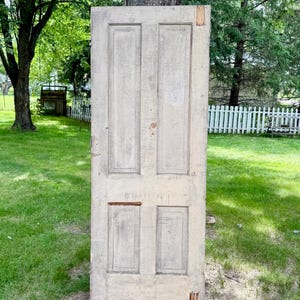 Antique Wood Four Panel Interior Door, Mortise & Tenon, Renovation, Reclaimed, Architectural Salvage 30&quot; x 77 1/2&quot; FH28