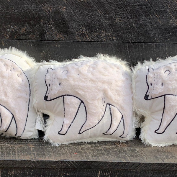 Decorative White Fuzzy Polar Bear Accent Pillow Bear Home Decor DH79