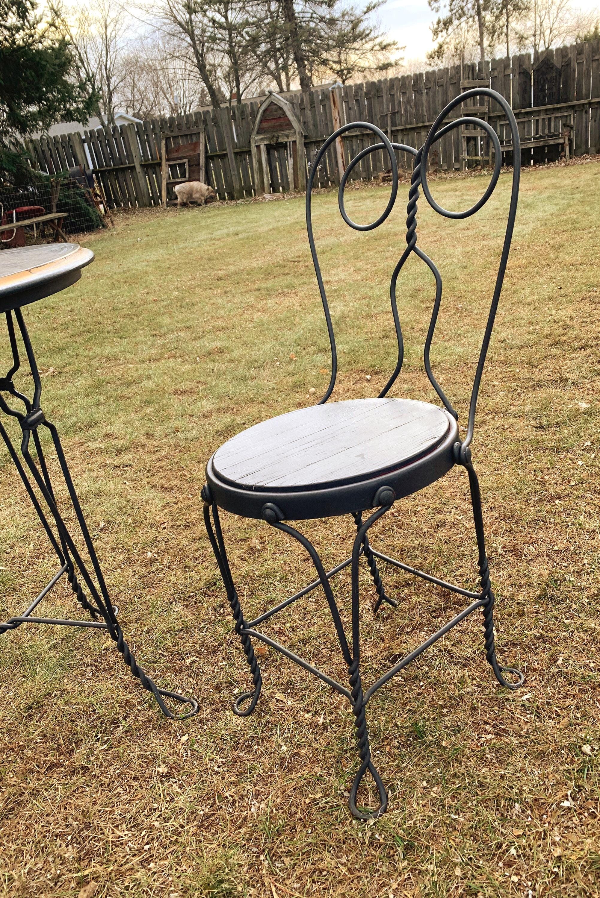 Vintage Wood & Ornamental Iron Bistro Dining Table Set - Etsy