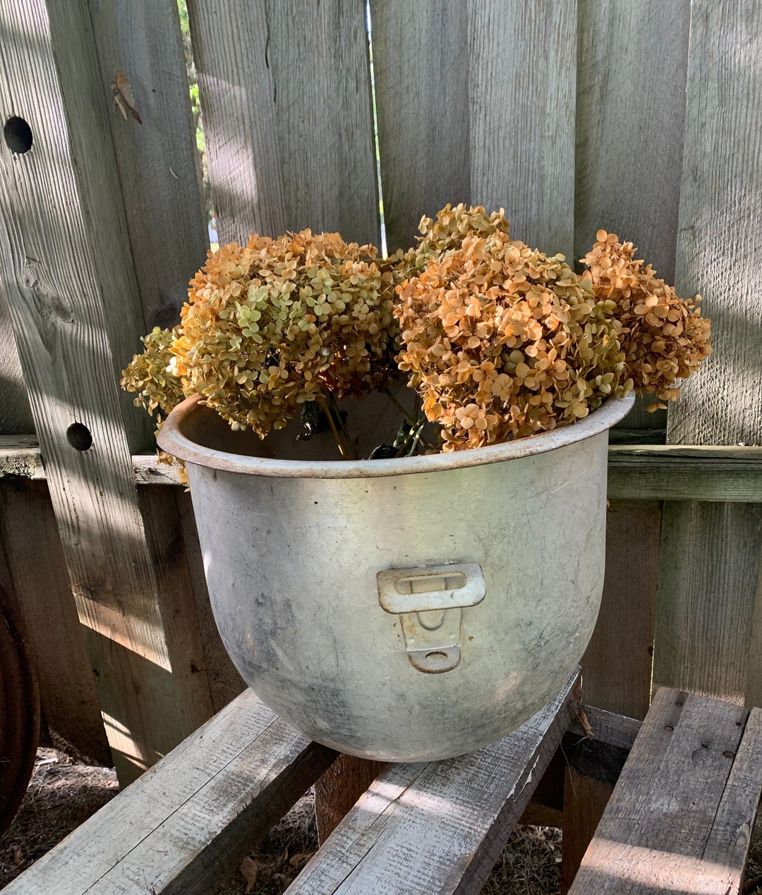 Antique Cauldron Pot Metal Planter Round Bottom Kettle Primitive