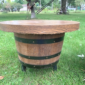 Vintage Wood Whiskey Barrel Side End Tables for Bar Porch Patio Living Room Furniture