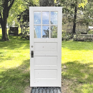 Antique Wood Half Lite Glass Pane Entry Front Door, Architectural Salvage Reclaimed, Renovation 32&quot; x 79 1/2&quot; ES50-RH