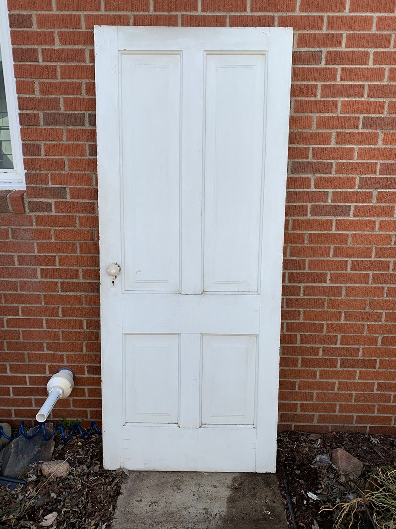 Antique Solid Wood Interior Door Four Panel Recessed Etsy