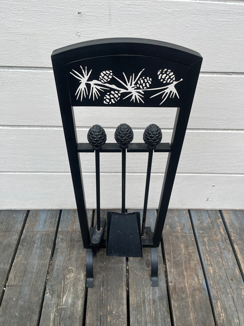 Rustic Black Iron Fireplace Tools Lodge Style Fire Tool Etsy