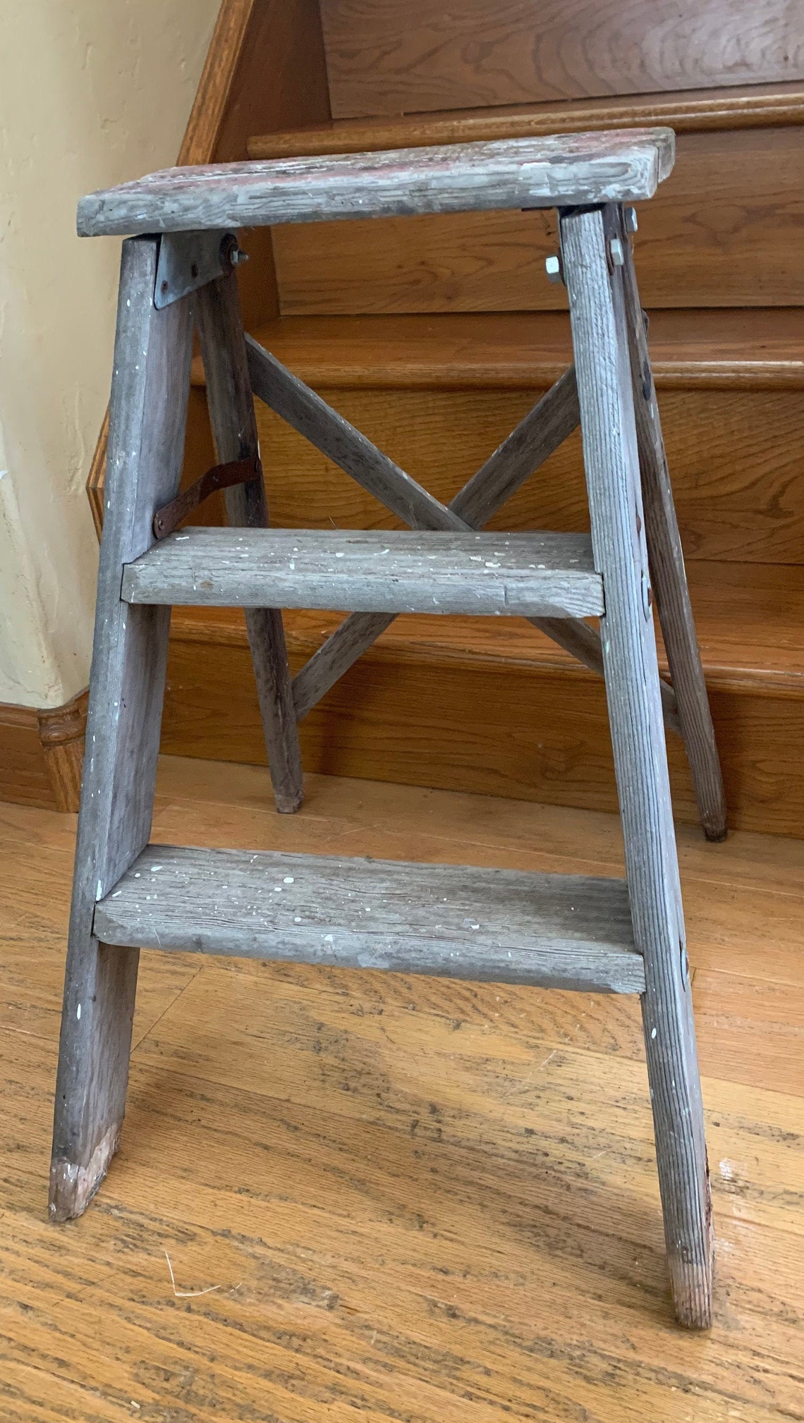 Old Painter's Ladder Small 2 Rung Wood Ladder Antique Etsy