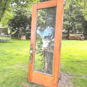 Antique Oak Glass Full Lite Wood Front Entry Door, Restoration, Renovation, Reclaimed, Architectural Salvage 40&quot; x 94.75&quot; DR7