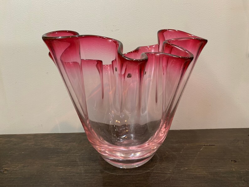 Stunning Lorraine Glass Chalet Canada Vase Bowl Glass Art | Etsy