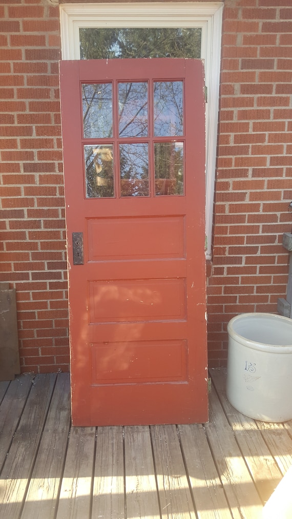 Antique Exterior Wood Window Door 6 Pane Solid Wood Recessed Etsy
