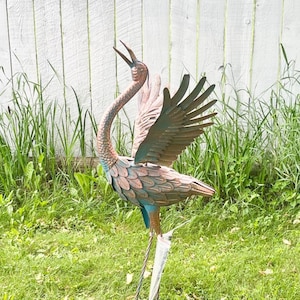 Heron Crane Outdoor Statue Bird Sculpture Metal Garden Art Stake Yard Decor Lawn Lake Pond Decoration FF36