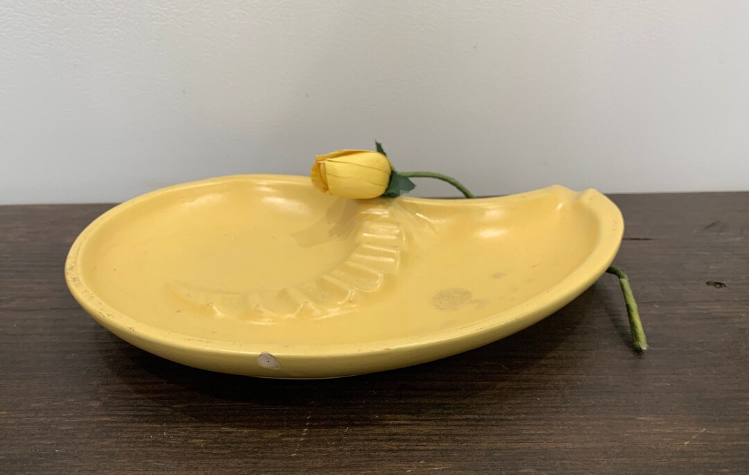 Retro Yellow Ashtray 1950's Ashtray Stoneware Ashtray Etsy