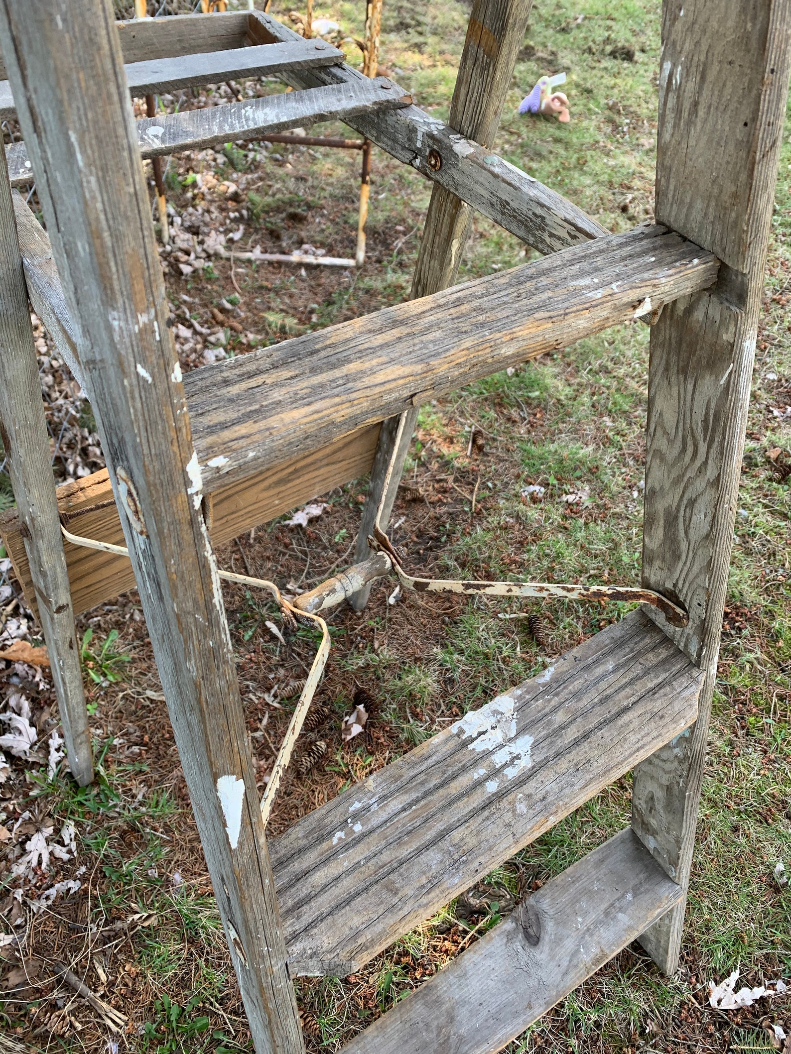 Vintage Wood Painter's Ladder 3 Step Antique Wood Ladder Etsy