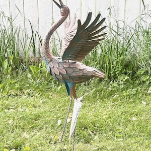 Heron Crane Outdoor Statue Bird Sculpture Metal Garden Art Stake Yard Decor Lawn Lake Pond Decoration FF36