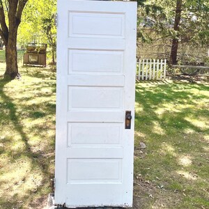 Antique Five Panel Wood Door: Reclaimed Architectural Salvage (29 7/8 x 77 1/2")