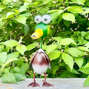 Duck Mallard Statue Whimsical Outdoor Metal Bird Sculpture Garden Yard Art Pond Lake Decor FG54