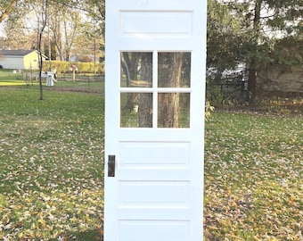 Antique Glass Entry Wood Door, Reclaimed, Architectural Salvage, 32" x 85.75" EK62