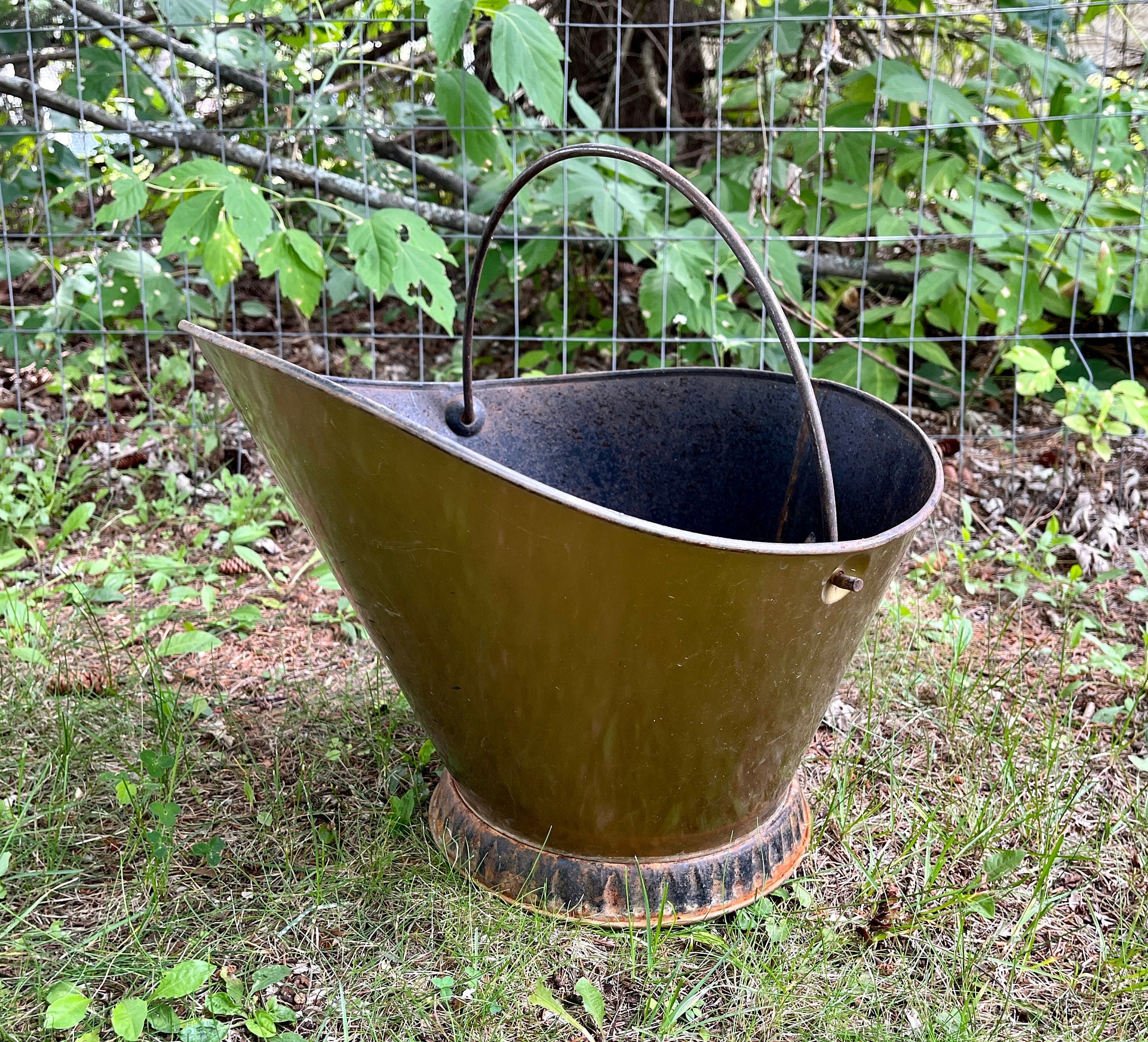 Vintage Wash Bucket Galvanized Metal Mop Wringer Wood Rollers De Luxe  Steampunk