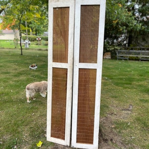 Antique Wood Double Doors Closet Pantry Cabinet Architectural Salvage Reclaimed Restoration Renovation 13&quot; EA. 26&quot; x 80&quot; DS82