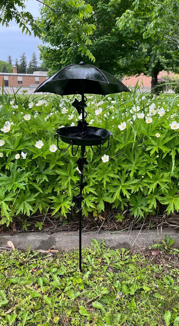 Bird Feeder Umbrella Bird Bath Feeder Bird Metal Garden Etsy