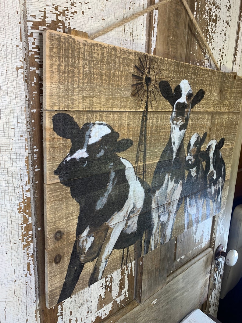Rustic Cow Wall Art Farmhouse Wall Decor Farm Animal Decor Etsy