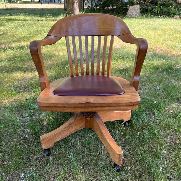 Antique Oak Bankers Chair Etsy