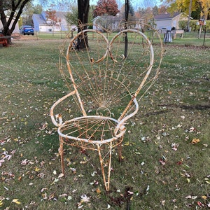 Vintage Iron Peacock Garden Chair, White Wrought Iron Garden Furniture, Antique Patio Furniture DT35