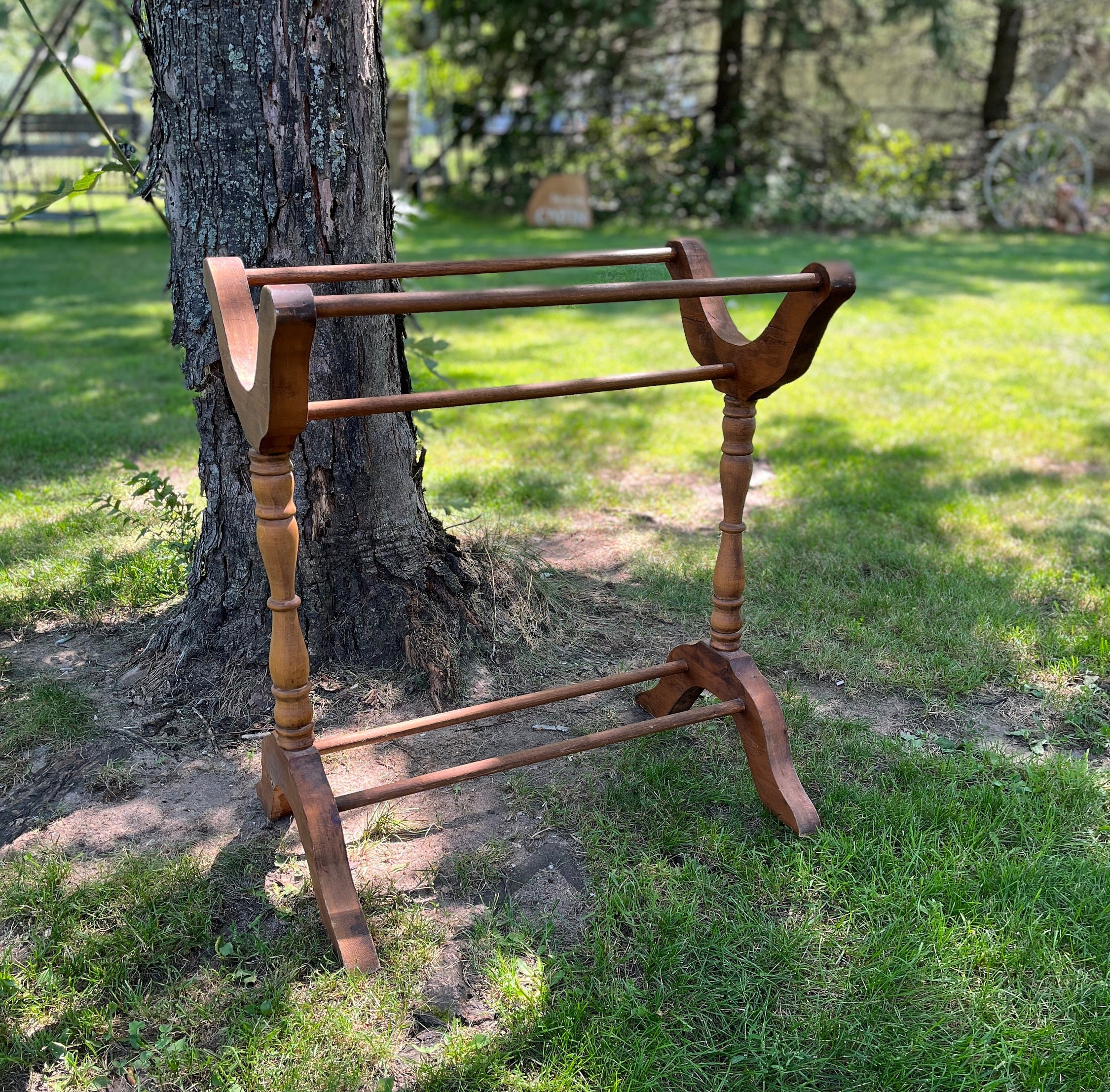 Antique wood quilt rack sale