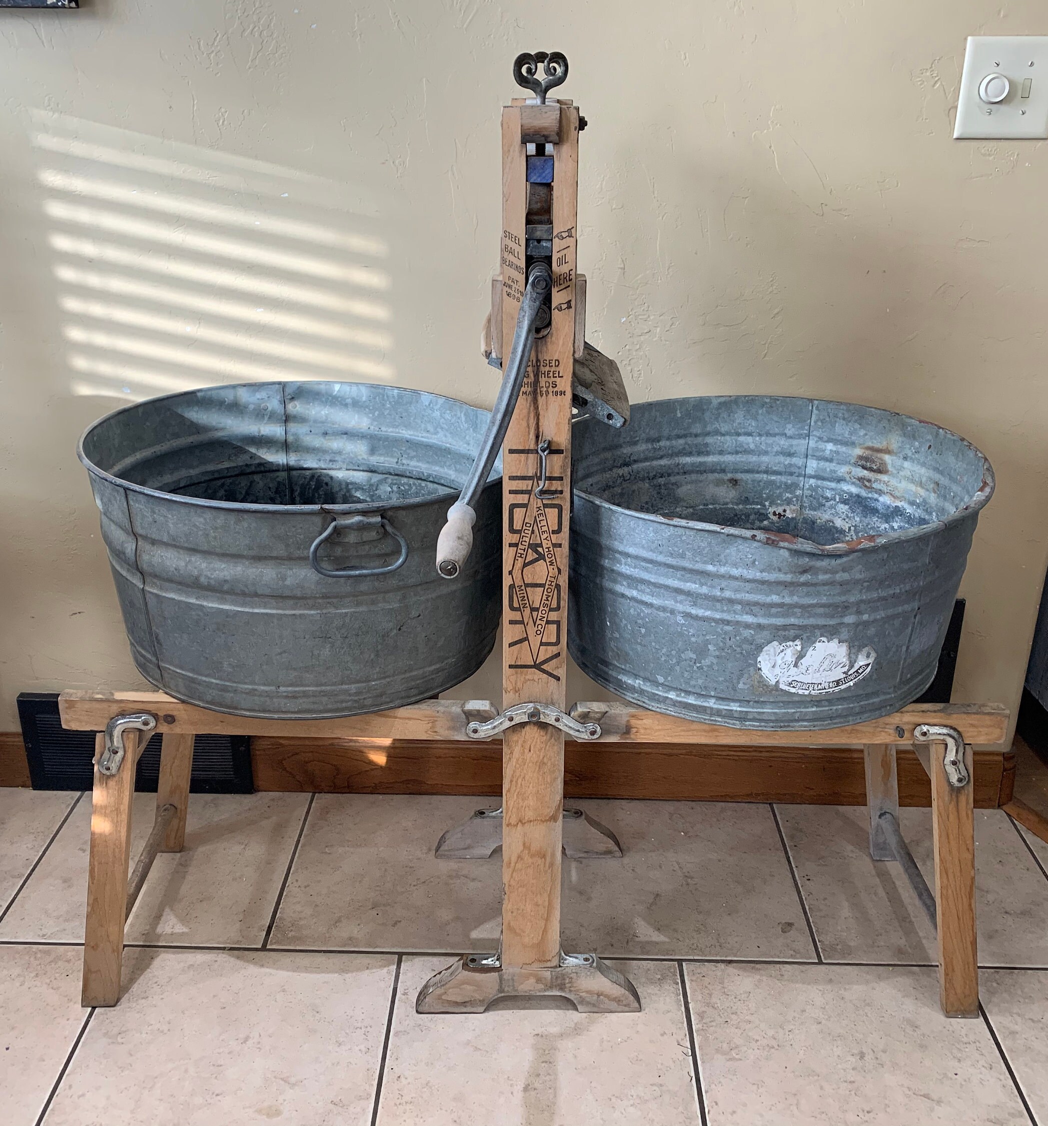 Antique Galvanized Wash Tub Stand Outdoor Planter Folding Etsy