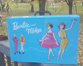 Barbie and Midge Accessory Case, Blue and Black, Clothing Case, Shoe Case, Mattel, American Girl Case, Barbie Clothes, Carrying Case