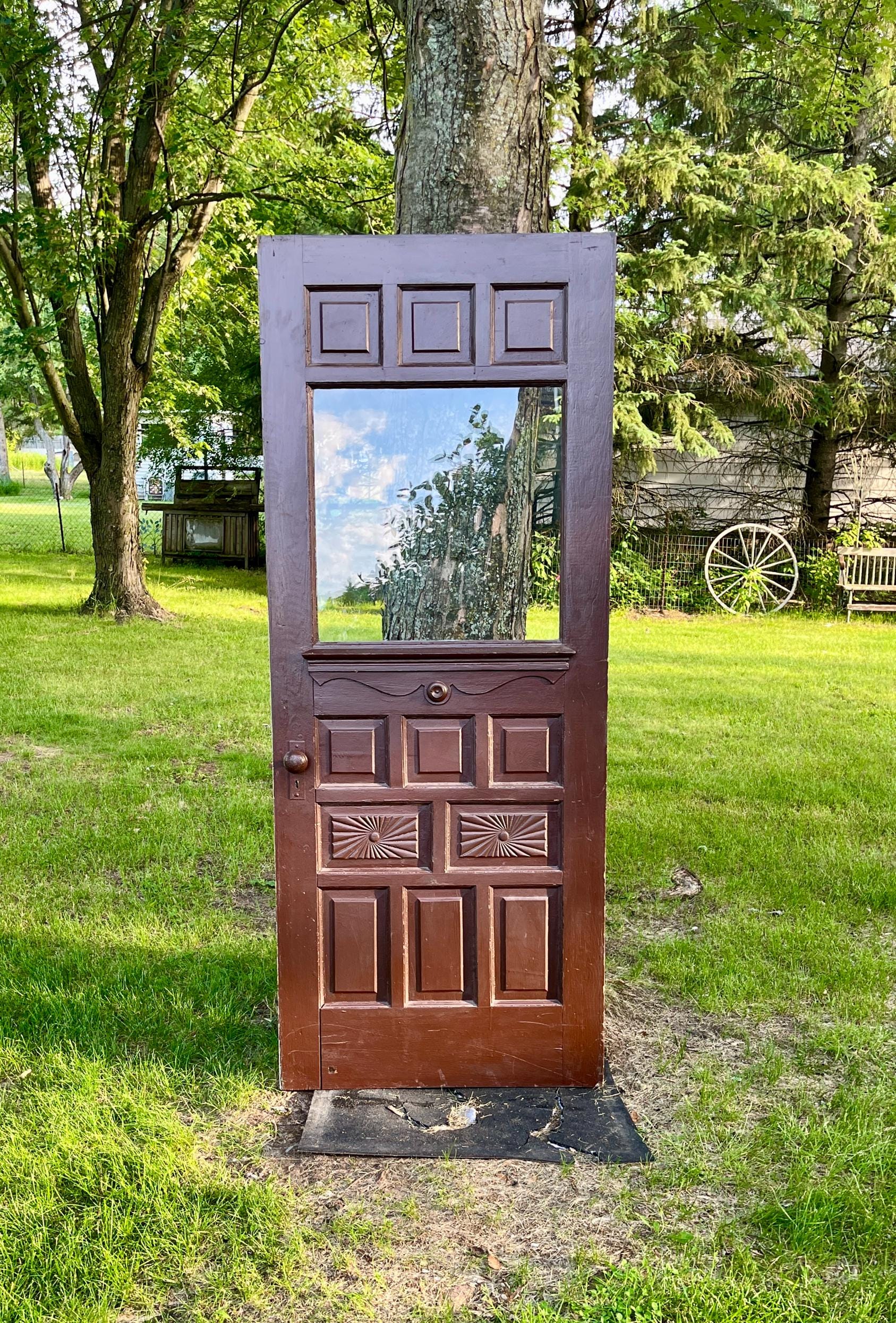 Antique Eastlake Carved Wood Panel Entry Door, Reclaimed, Renovation, Architectural Salvage 31 3/4" x 79" ER30-RH