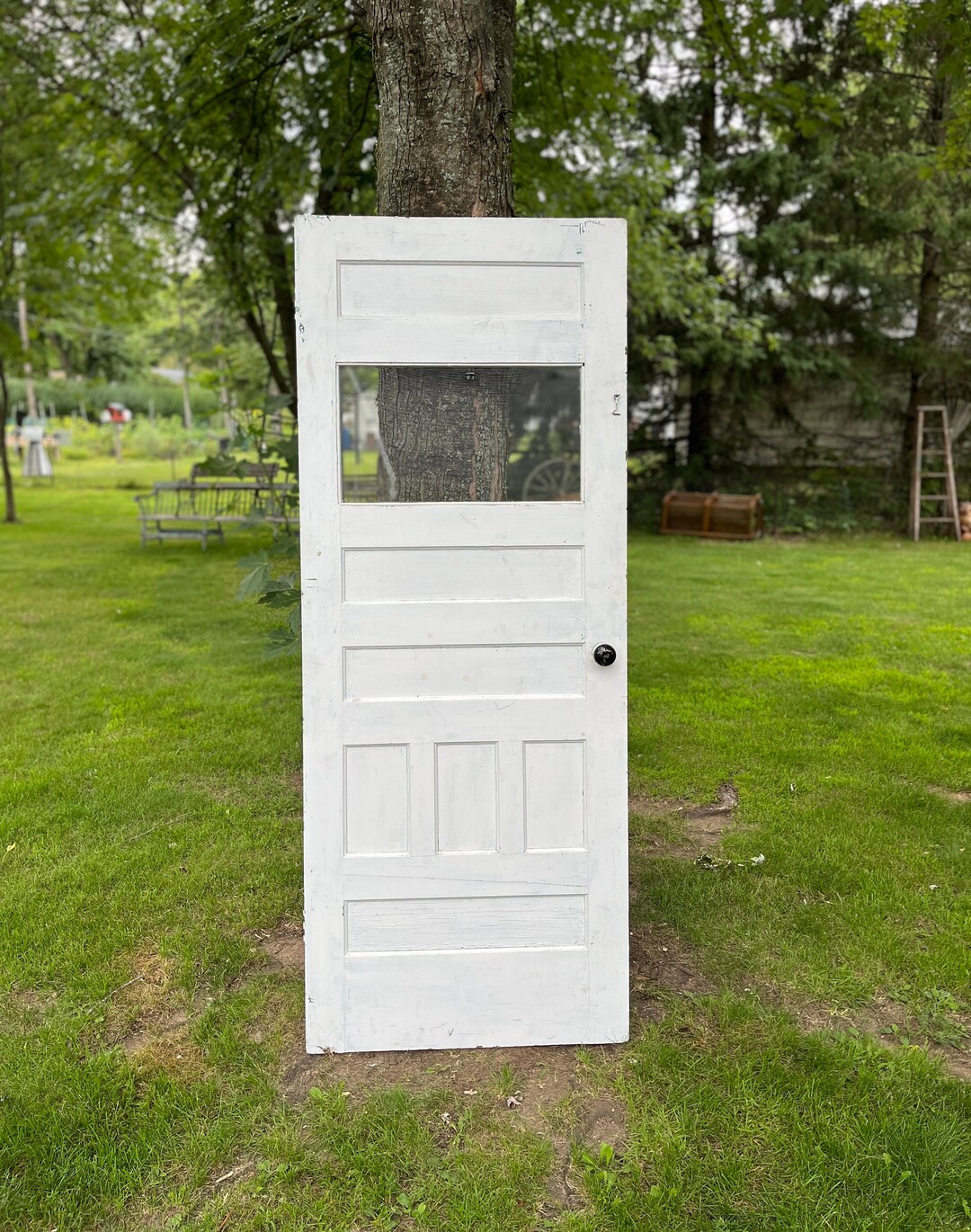 Antique Wavy Glass Panel Entry Door, Carriage Barn Door, Replacement