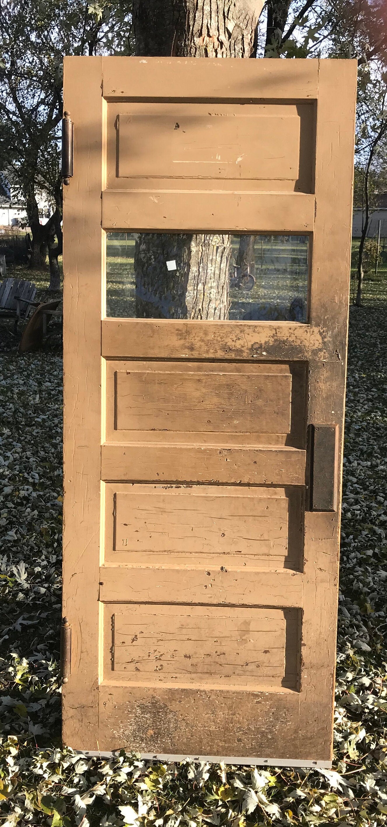 Antique Wood Door with Window Exterior Window Entry Door