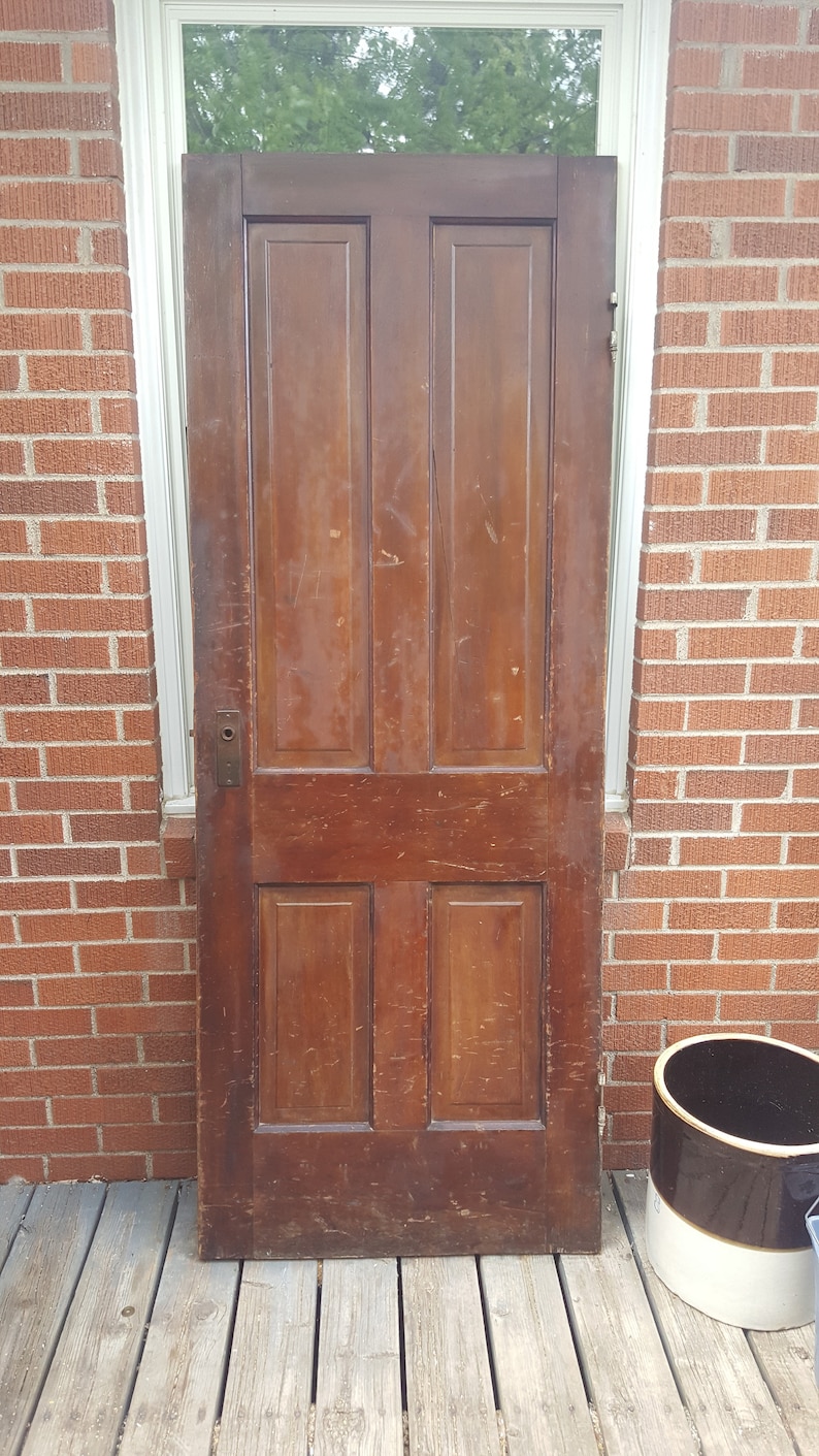Old Wood Interior Door Building Supply Architectural Salvage Farmhouse Salvage Recessed 4 Panel Door Solid Wood Doors 30 X 78 Au8