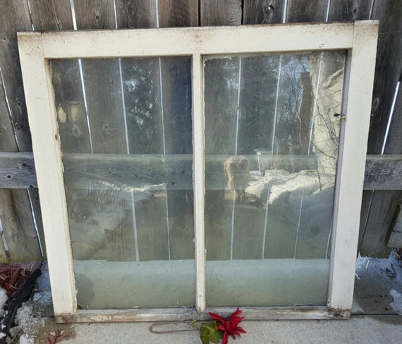 Old Wood Window Frame Two Pane Rustic Wedding Decor Wood Etsy