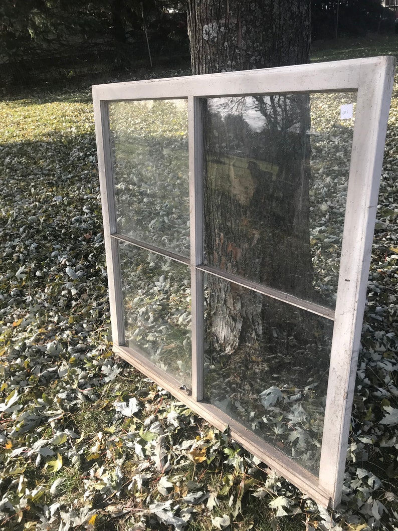 4 pane Farmhouse Salvage Rustic Home Decor Wavy Glass Lites Building Supply BA40 Architectural Salvage Antique Wood Window Frame