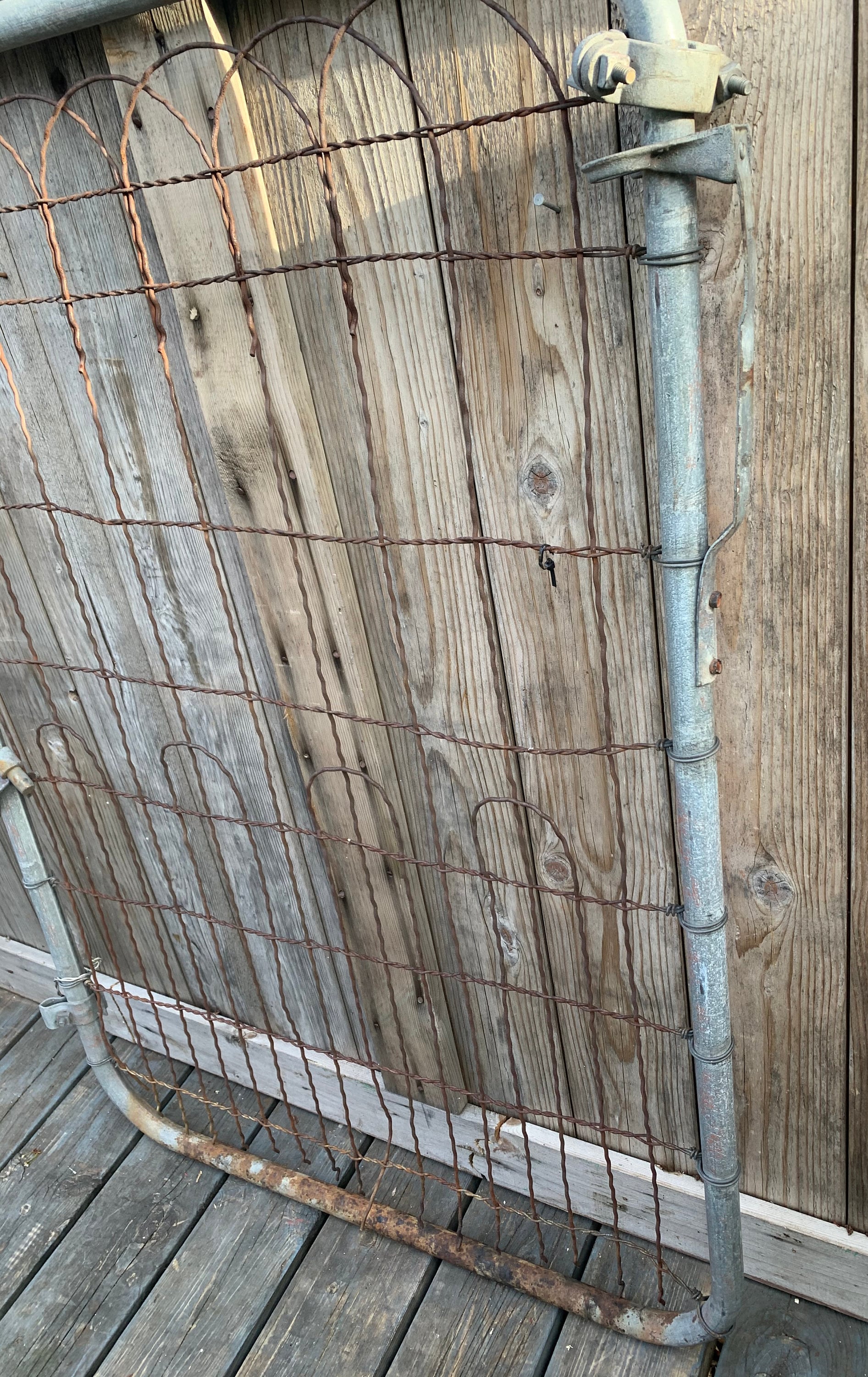 Antique Full Size Metal Garden Gate with Rusty Wire | Etsy